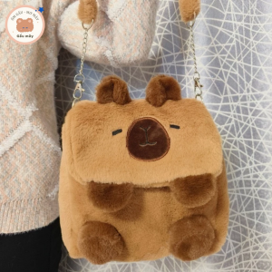Gấu mây - Ba lô Capybara vải bông nhẹ nhàng đáng yêu, túi xách lông, balo đeo tiện nhẹ làm quà tặng