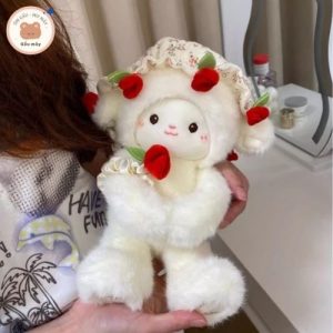 Gấu bông cừu ôm mũ bó hoa